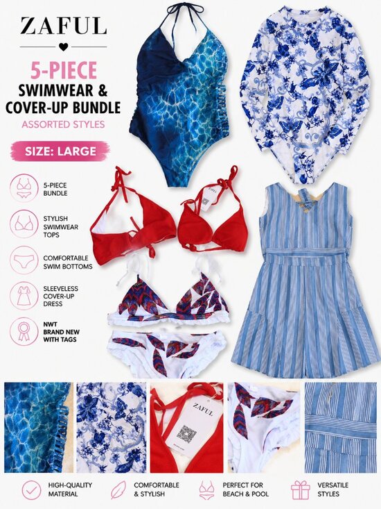zaful Other - NWT Zaful Swimwear Cover Up Bundle Women's Size L 5 Piece Set